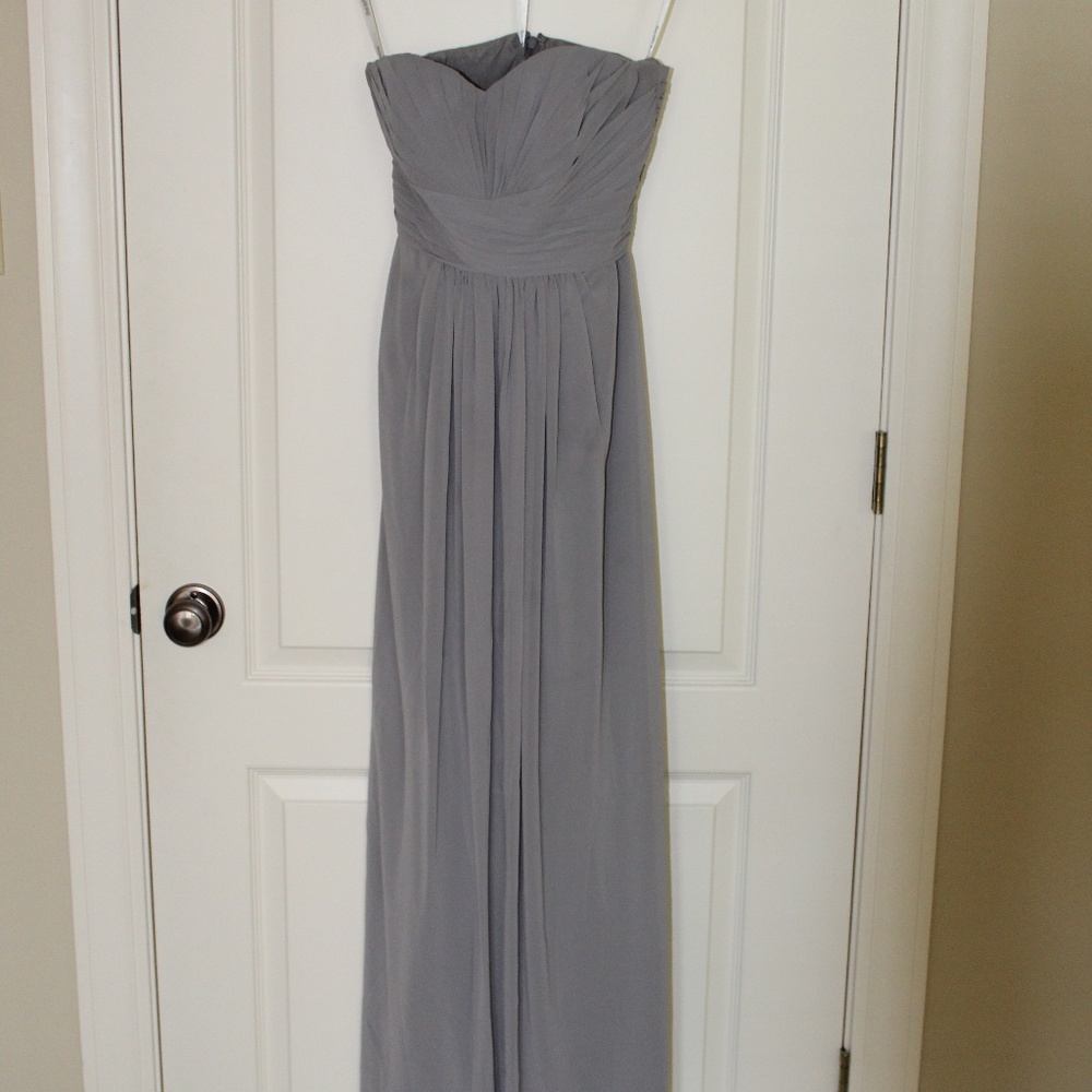 David's Bridal Gray Bridesmaid Dress